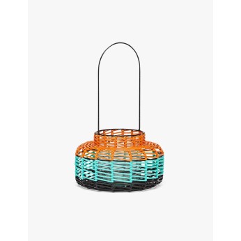 Color-blocked pentagonal magazine rack in metal