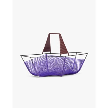 Fruit basket in metal and purple and brown