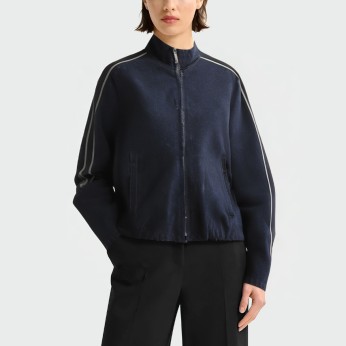 Blue stand collar zipper casual women's jacket