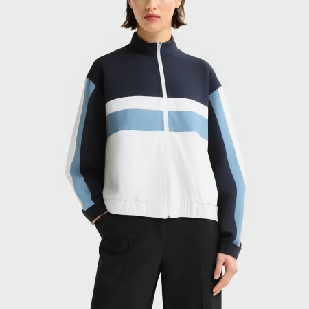 Women's patchwork stand collar jacket