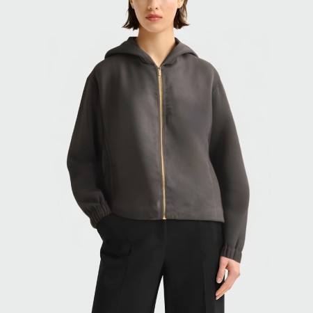 Fashionable zip-up women's hooded jacket