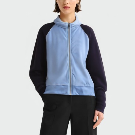 Women's stand collar contrast color long sleeve jacket