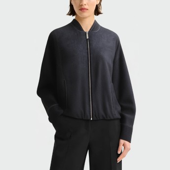 Blue zippered casual women's denim jacket