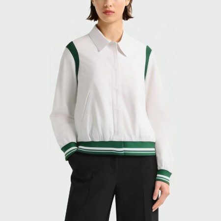 Elegant lapel snap button women's jacket