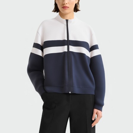 Contrast patchwork stand collar women's jacket