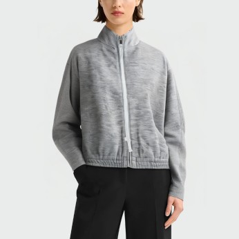 Grey turtleneck zippered women's jacket