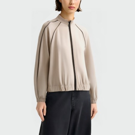 Contrast stitching stand collar women's jacket