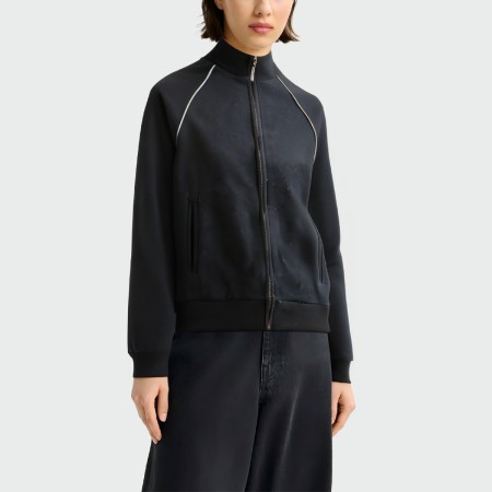 Casual black stand collar women's jacket