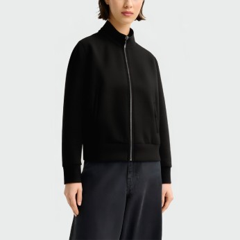 Black stand collar zipper long sleeve women's jacket