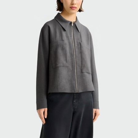 Dark grey zippered long sleeve women's jacket