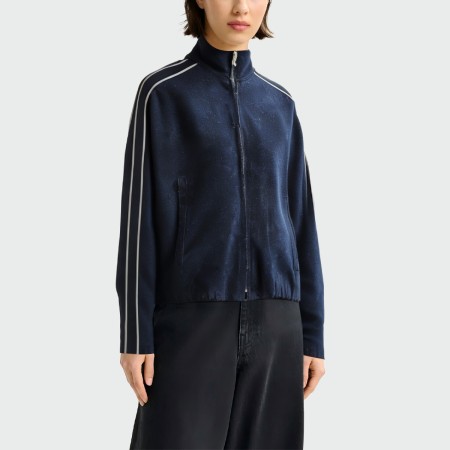 Blue stand collar zipper casual women's jacket