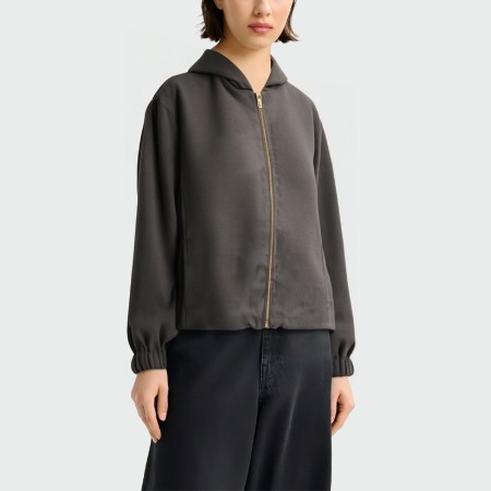 Fashionable zip-up women's hooded jacket