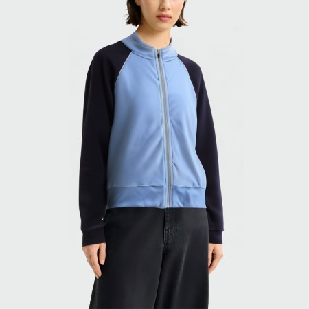 Women's stand collar contrast color long sleeve jacket