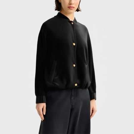 Black single-breasted stand-up collar women's jacket