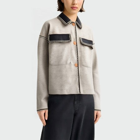 Retro contrast lapel loose women's jacket