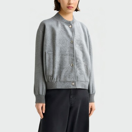 Grey stand collar single-breasted women's jacket