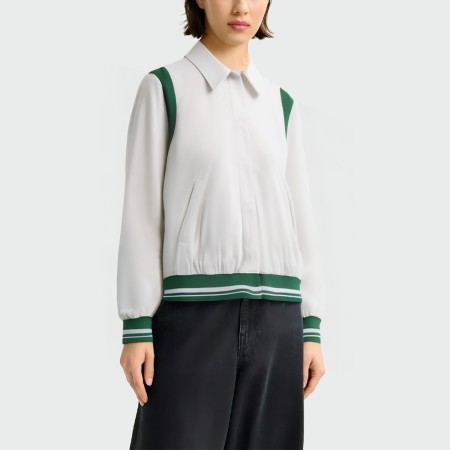 Elegant lapel snap button women's jacket