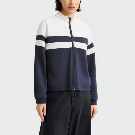 Contrast color patchwork zipper women's jacket