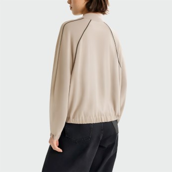 Contrast stitching stand collar women's jacket