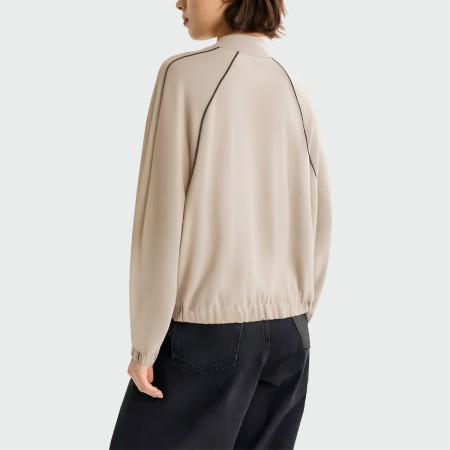 Contrast stitching stand collar women's jacket