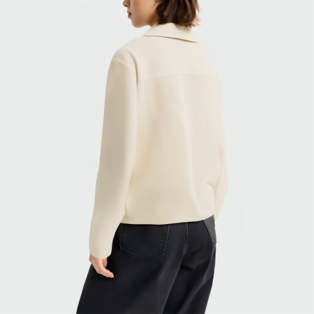 Casual beige lapel zipper women's jacket