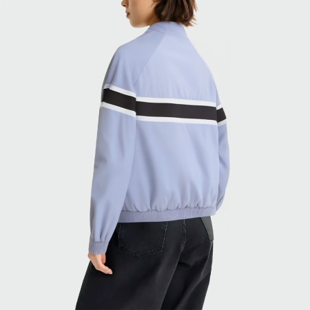 Blue stand collar long sleeve women's jacket