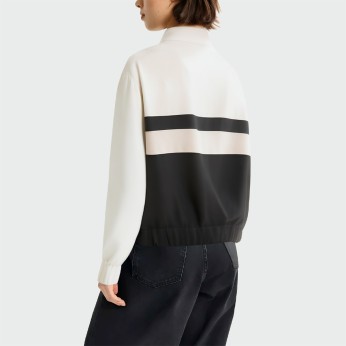 Contrast color patchwork zipper women's jacket