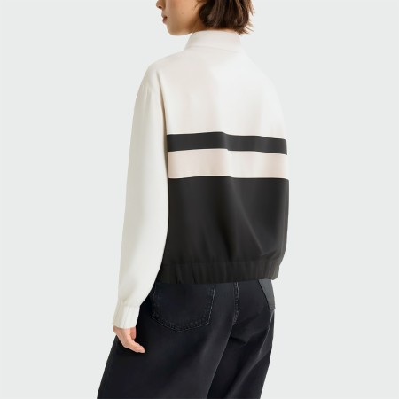 Contrast color patchwork zipper women's jacket