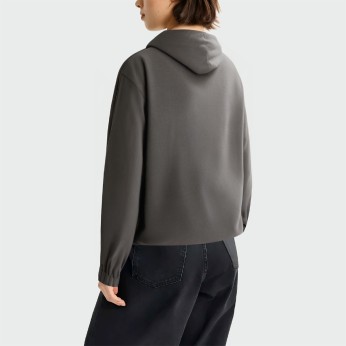 Fashionable zip-up women's hooded jacket