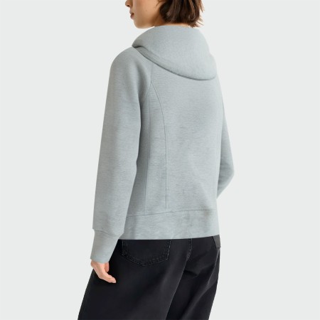 Grey zippered casual women's hooded jacket