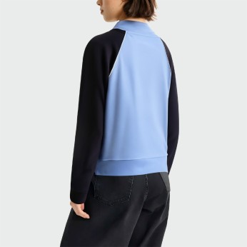 Women's stand collar contrast color long sleeve jacket