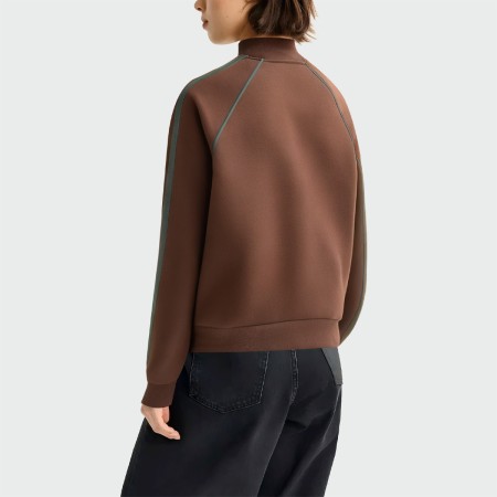 Brown stand collar long sleeve women's jacket