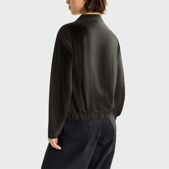 Black single-breasted stand-up collar women's jacket