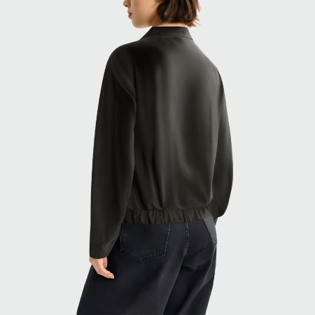 Black single-breasted stand-up collar women's jacket