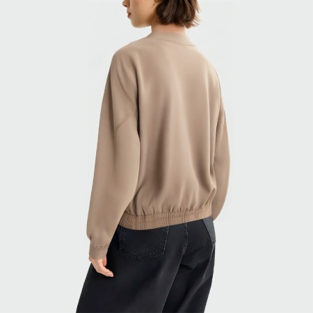 Khaki stand collar long sleeve women's jacket