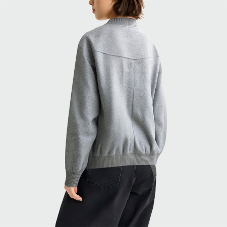 Grey stand collar single-breasted women's jacket