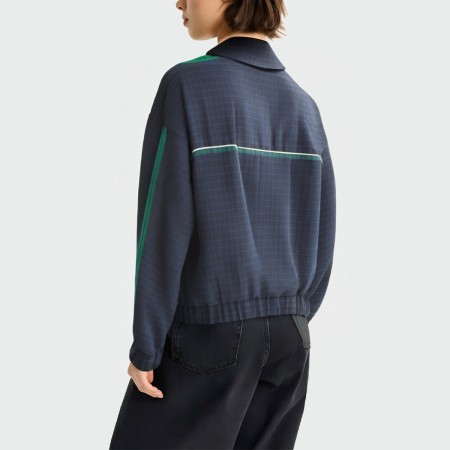 Vintage check lapel zipper women's jacket