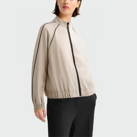 Contrast stitching stand collar women's jacket