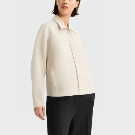 Casual beige lapel zipper women's jacket