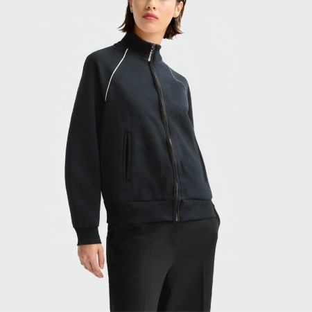 Casual black stand collar women's jacket