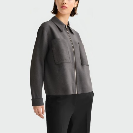 Dark grey zippered long sleeve women's jacket
