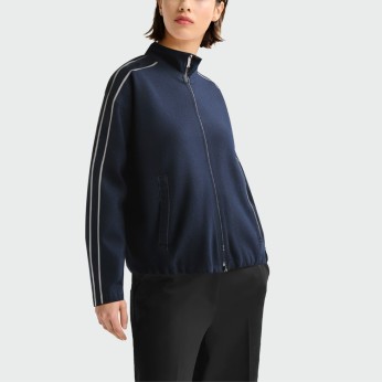 Blue stand collar zipper casual women's jacket