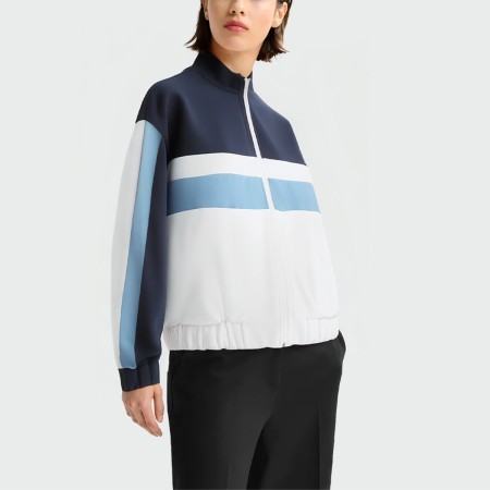 Women's patchwork stand collar jacket