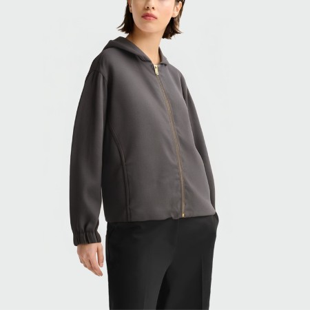 Fashionable zip-up women's hooded jacket