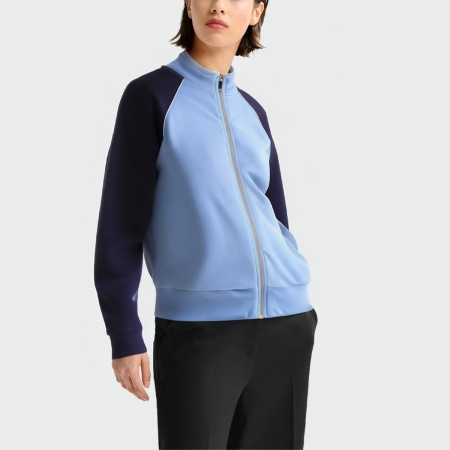 Women's stand collar contrast color long sleeve jacket