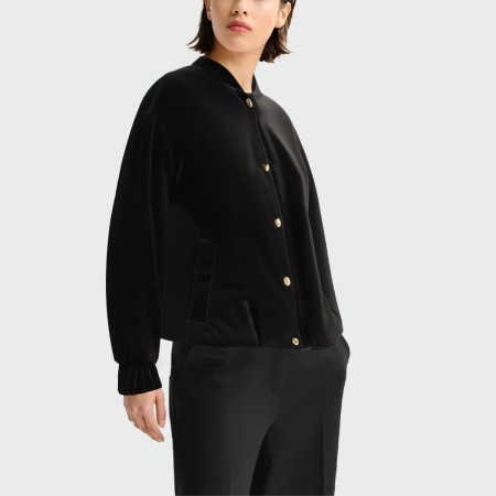 Black single-breasted stand-up collar women's jacket