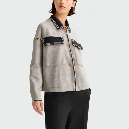 Retro contrast lapel loose women's jacket