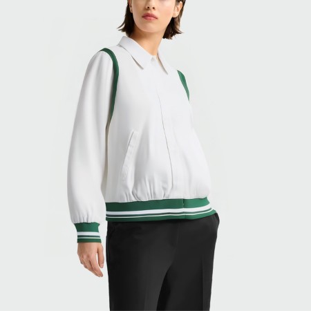 Elegant lapel snap button women's jacket