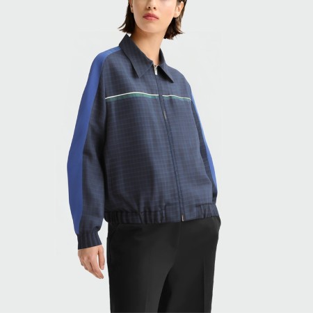 Vintage check lapel zipper women's jacket