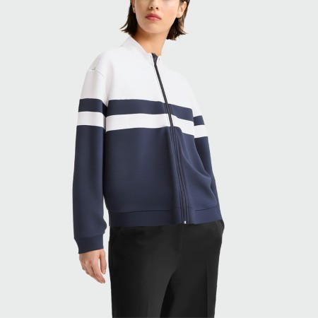 Contrast patchwork stand collar women's jacket